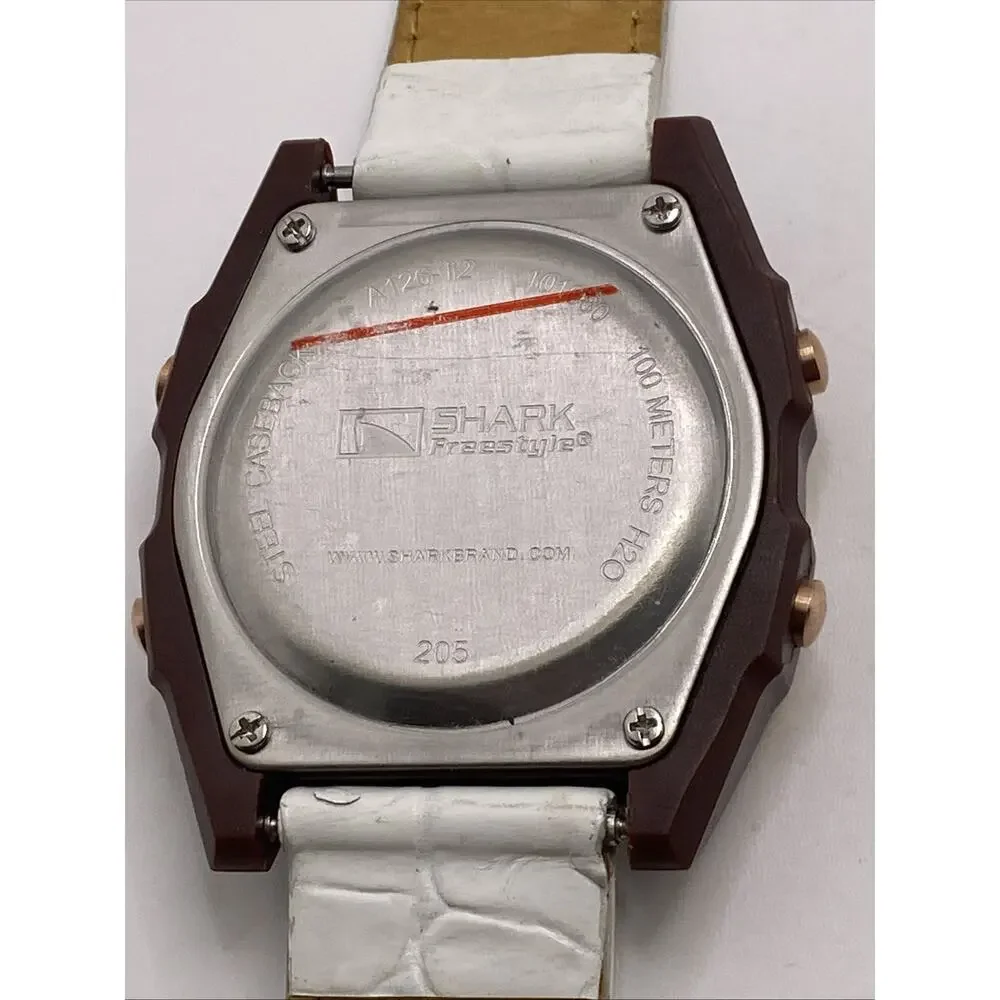 Freestyle Shark Rosegold Rhinestone White Leather Band Surfing Watch New Battery
